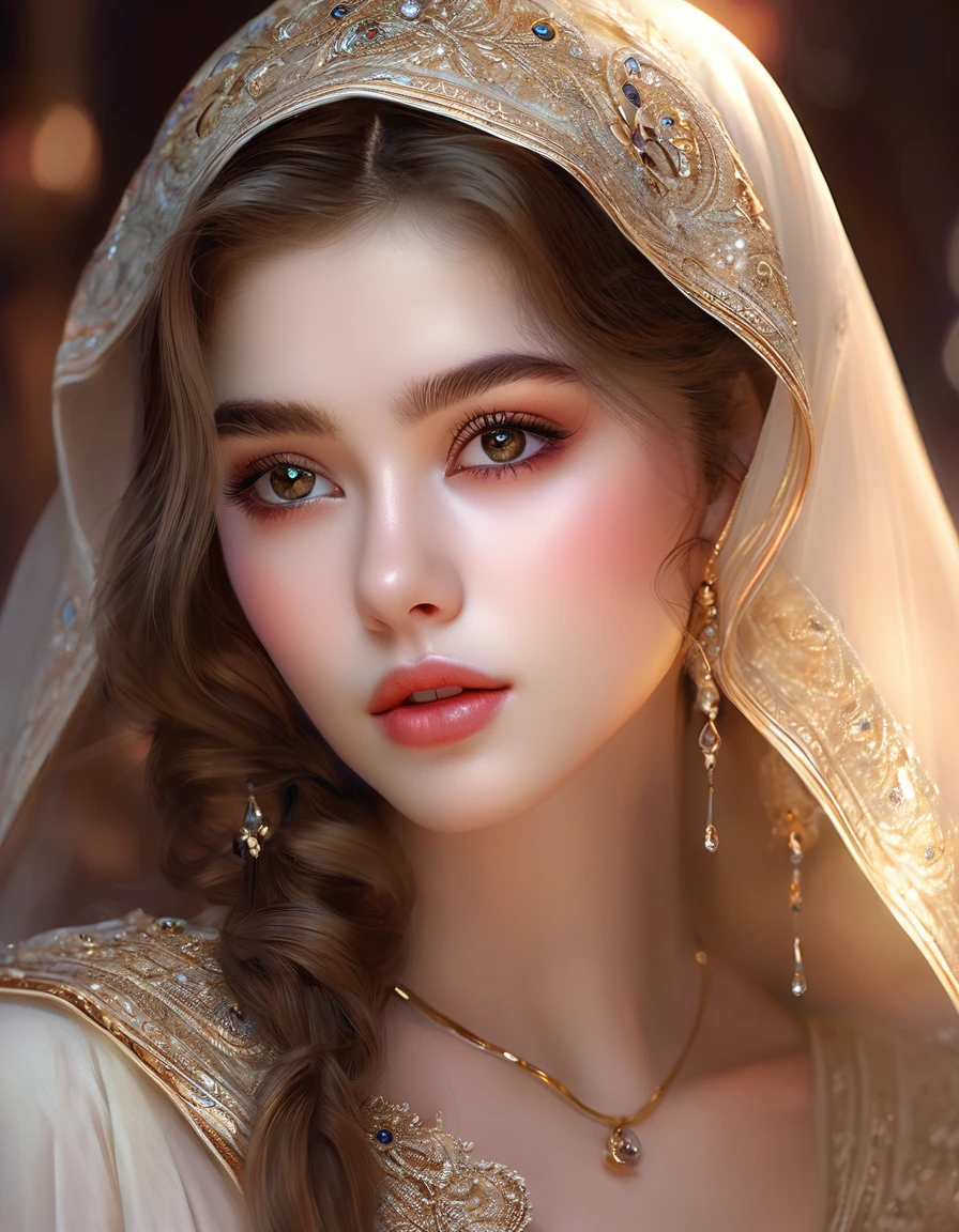 a beautiful girl, extremely detailed face and eyes, long eyelashes, beautiful detailed lips, 1girl, portrait, fantasy, digital painting, ethereal, soft lighting, warm colors, cinematic, highly detailed, intricate, ornate, elegant, delicate, serene, dreamlike, breathtaking, stunning, exquisite, masterpiece