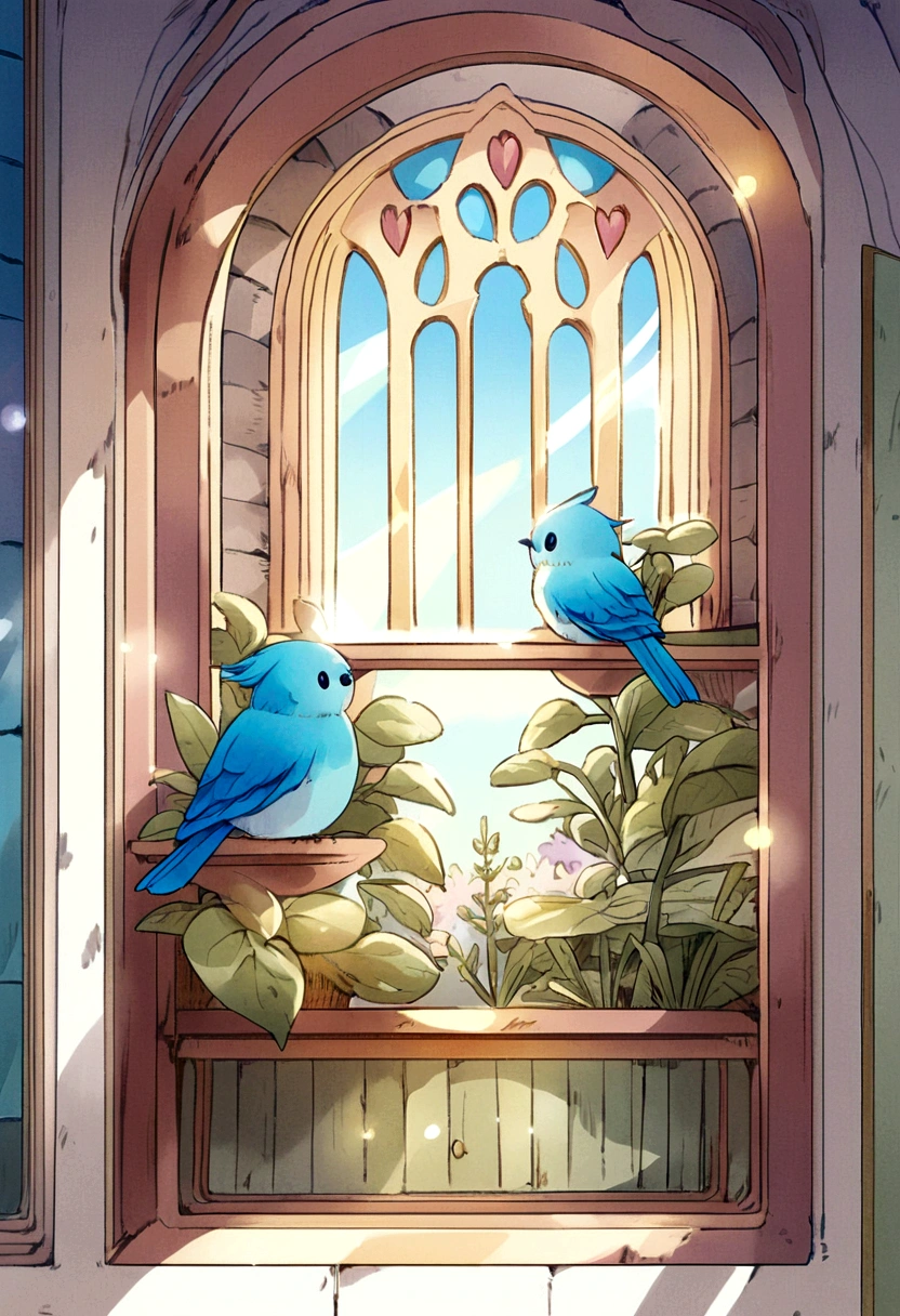 Mori no Cafe　Window　blue bird 　Fantasy　Picture books　Pastel Style