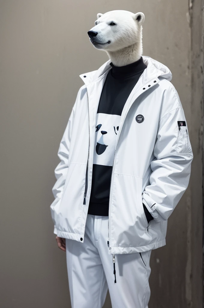 Polar bear in modern clothes