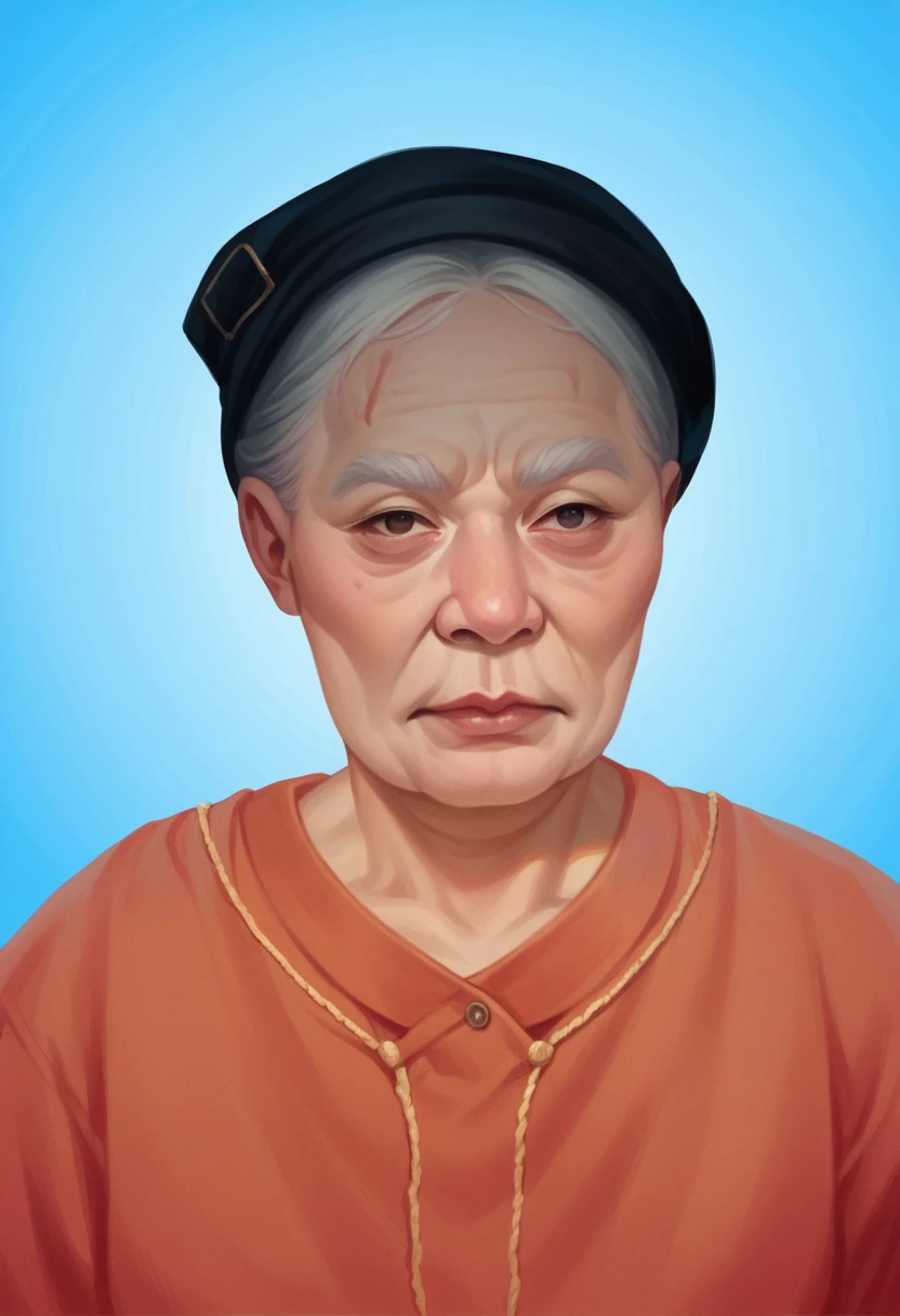 Highly realistic photo, Portrait of a 65 year old Vietnamese old woman, white hair, square face