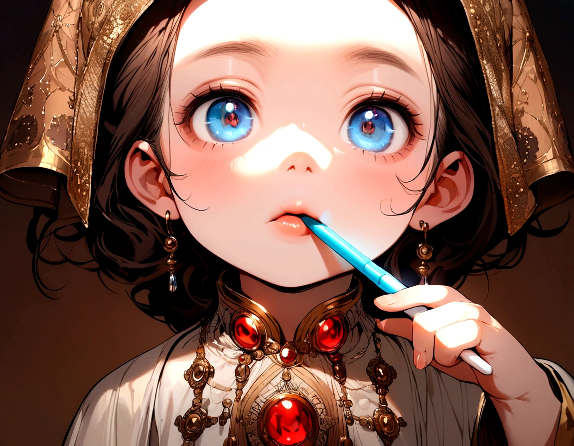 Child with a thermometer in his mouth
