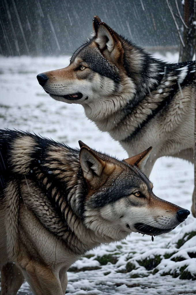 The wind howled like a hungry wolf, and rain poured down in sheets.