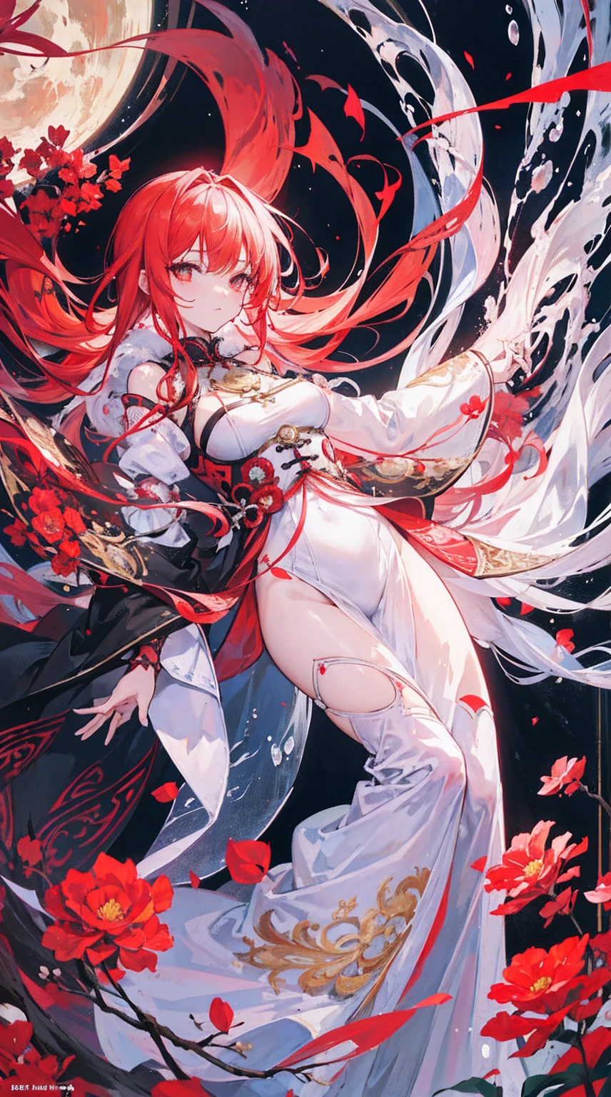 Official Art, Unity 8K wallpaper, Extremely detailed, beautiful and aesthetic, masterpiece, best quality, (zendispute, Mandala, dispute, endispute), (Fractal Art:1.3) , 1 Girl, Red flowers, Extremely detailed, Dynamic Angle, Cowboy shooting, The most beautiful form of chaos, elegant, Barbarian design, Vibrant colors, , author:James Jean, Robbie Devi Antonio, Ross Chen, French Bacon, It was cold, Adrian Genius, Petra Corrette, Gerhard Richter, Takato Yamamoto, Ashley Wood, atmosphere