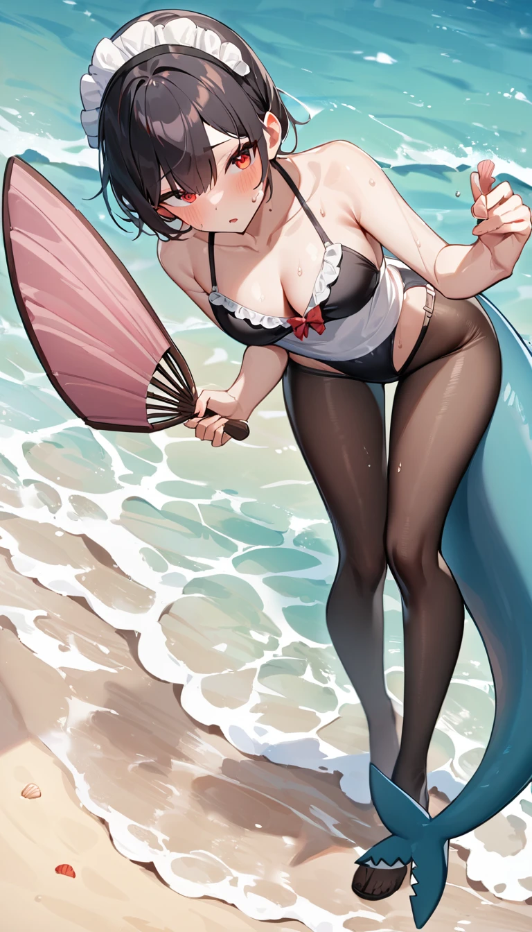 ((Highest quality)), ((masterpiece)), (detailed), One person, sexy、Formula Car、short hair、Race Queen、Swimwear、High heels、Parasol、smile、circuit、Black Stockings
