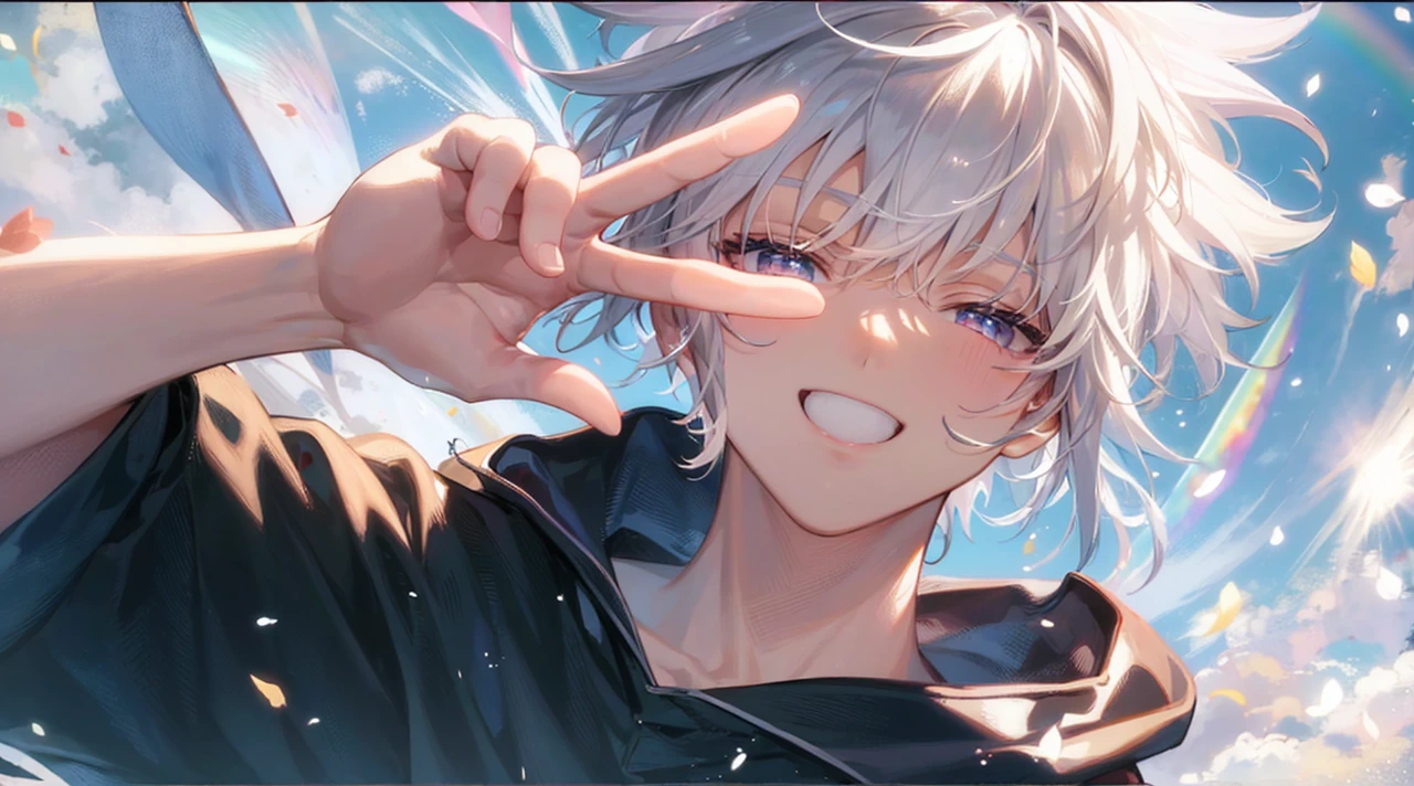 Highest quality、Masterpiece、male、Handsome、Rainbow colors