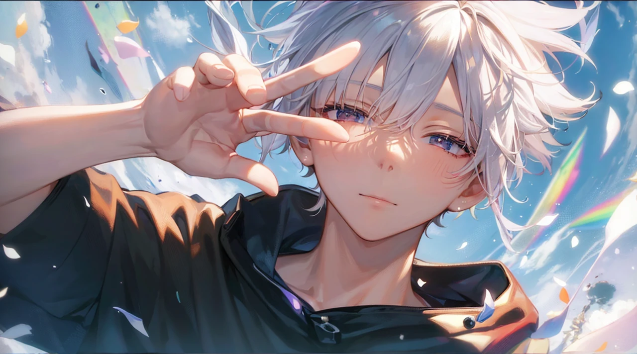 Highest quality、Masterpiece、male、Handsome、Rainbow colors