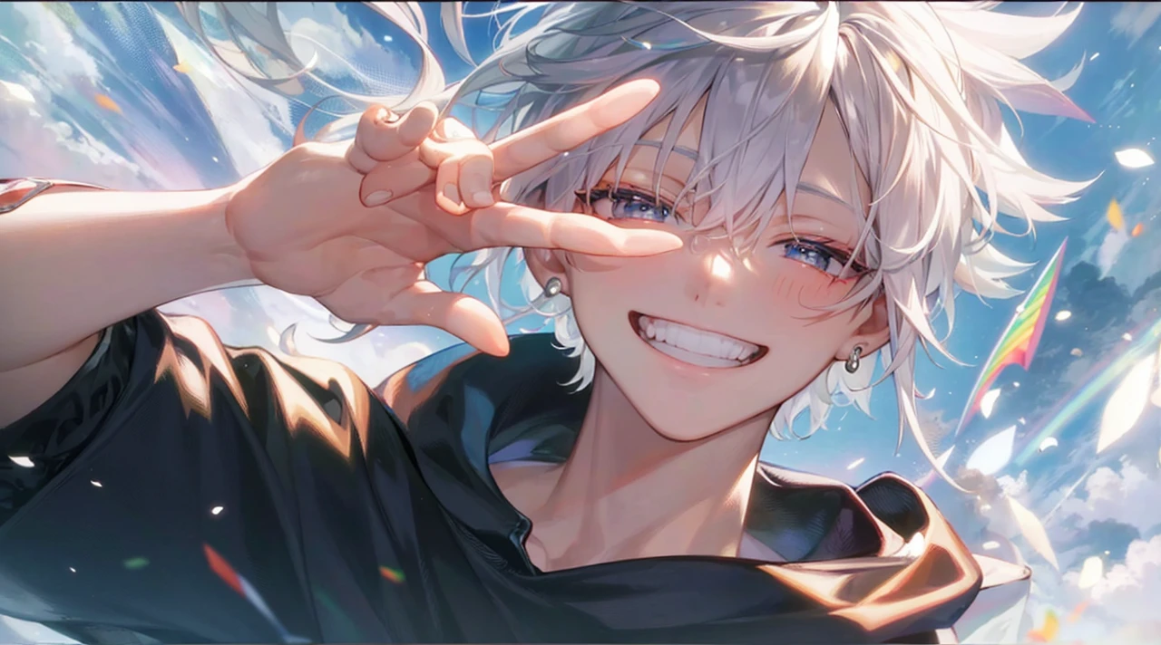 Highest quality、Masterpiece、male、Handsome、Rainbow colors