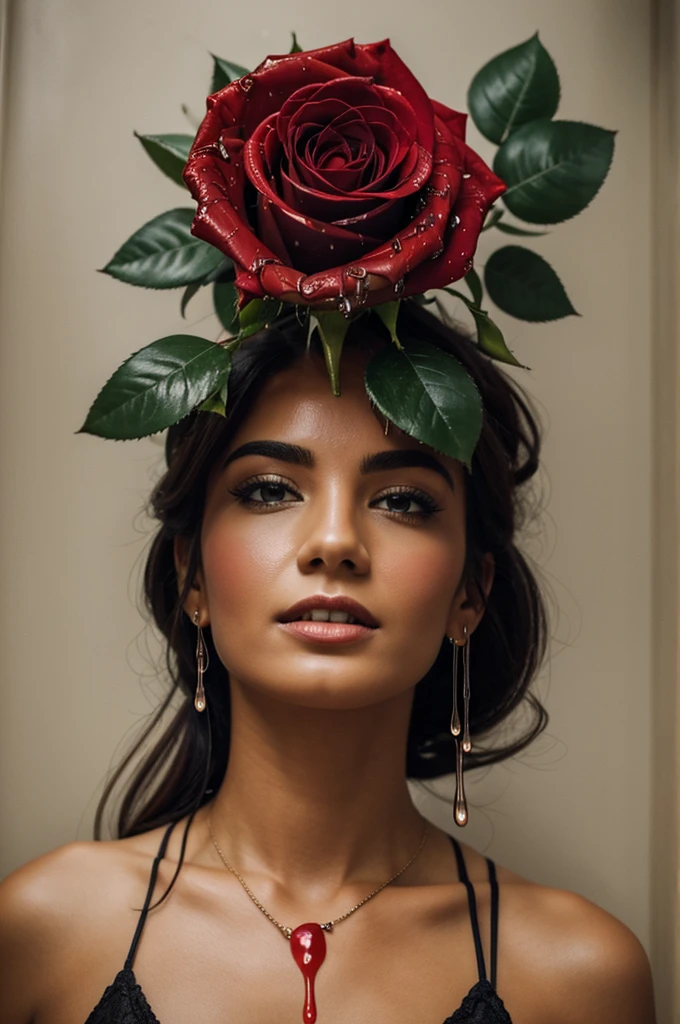  dripping at a red rose