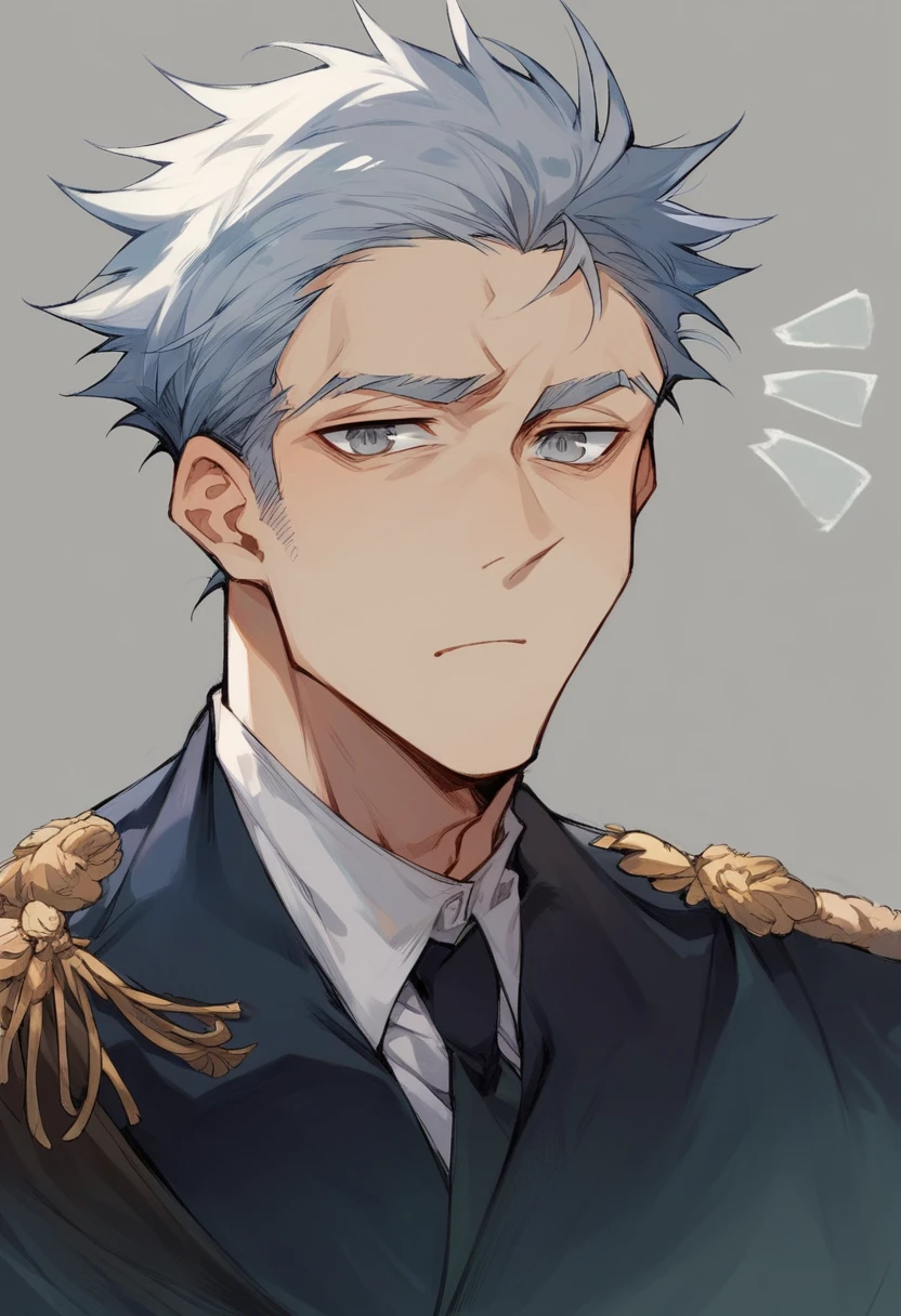 Art of Kohei Horikoshi,  boy, spiky hair tilted back, lean, grey eyes, U,A uniform