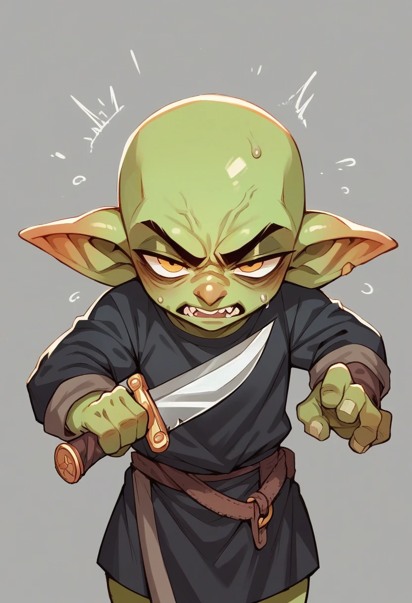 bald, weapon, sword, male_focus, 1boy, topless_male, open_mouth, katana, male_child