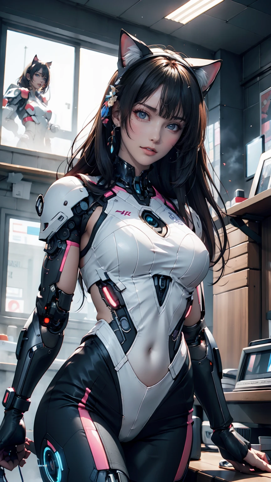 Anime girl in futuristic outfit with cat ears and headphones, Cute Cyborg Girl, Digital Cyberpunk Anime Art, Cyberpunk Anime Girl mech, female Cyberpunk Anime Girl, Cyberpunk Anime Girl, Beautiful girl cyborg, Perfect android girl, anime cyberpunk art, Portrait Anime Astronaut Girl, Dreamy Cyberpunk Girl, Digital Cyberpunk - Anime Art, Girl wearing mecha cyber armor, Cyberpunk beautiful girl