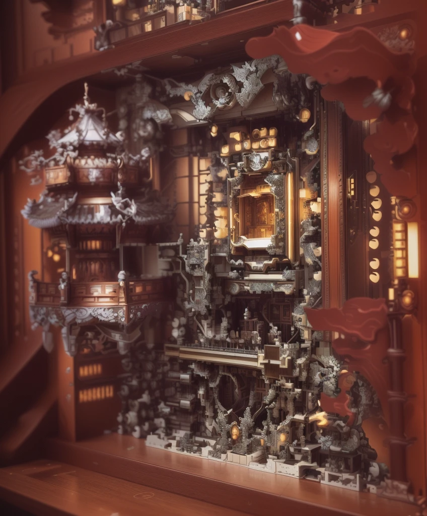 There is a display cabinet，There is a castle tower inside with many different items, Japanese super detailed, Intricately detailed 8k, Circuit板工件, intricate electronics, Complex and detailed 8k, Highly detailed digital art, Complex 8k details, Circuit板))))), Extremely detailed art, Computer portrait & Circuit, 8k high detail and complexity, Highly detailed digital artwork