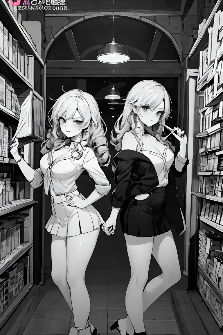fofo (Chibi) princess in rainbow candy store, Highly detailed high contrast HD masterpiece of the best quality in high resolution.Here is the modern book cover for "Castle in the Golden Cage" featuring the twin girls with contrasting looks and vibrant background. feature twin girls with a bright and lively look, using an art style similar to animated or manga illustrations. The first girl should have a neat, heroine-like face with long straight hair, dressed in modern clothing. The second girl should have curly hair with a fierce and cunning expression, dressed in historical attire from 70-80 years ago. They are standing back-to-back, highlighting the contrast in their styles and expressions. The background should be colorful and vibrant, emphasizing the contrast between the characters. The line art should be clean and detailed, capturing the essence of both the bright, lively atmosphere and the dramatic tension between the characters Contemporary art, cinematic lighting, sparkle, wide shot, f/1.2, best quality, award winning, 8k, super detail, UHD