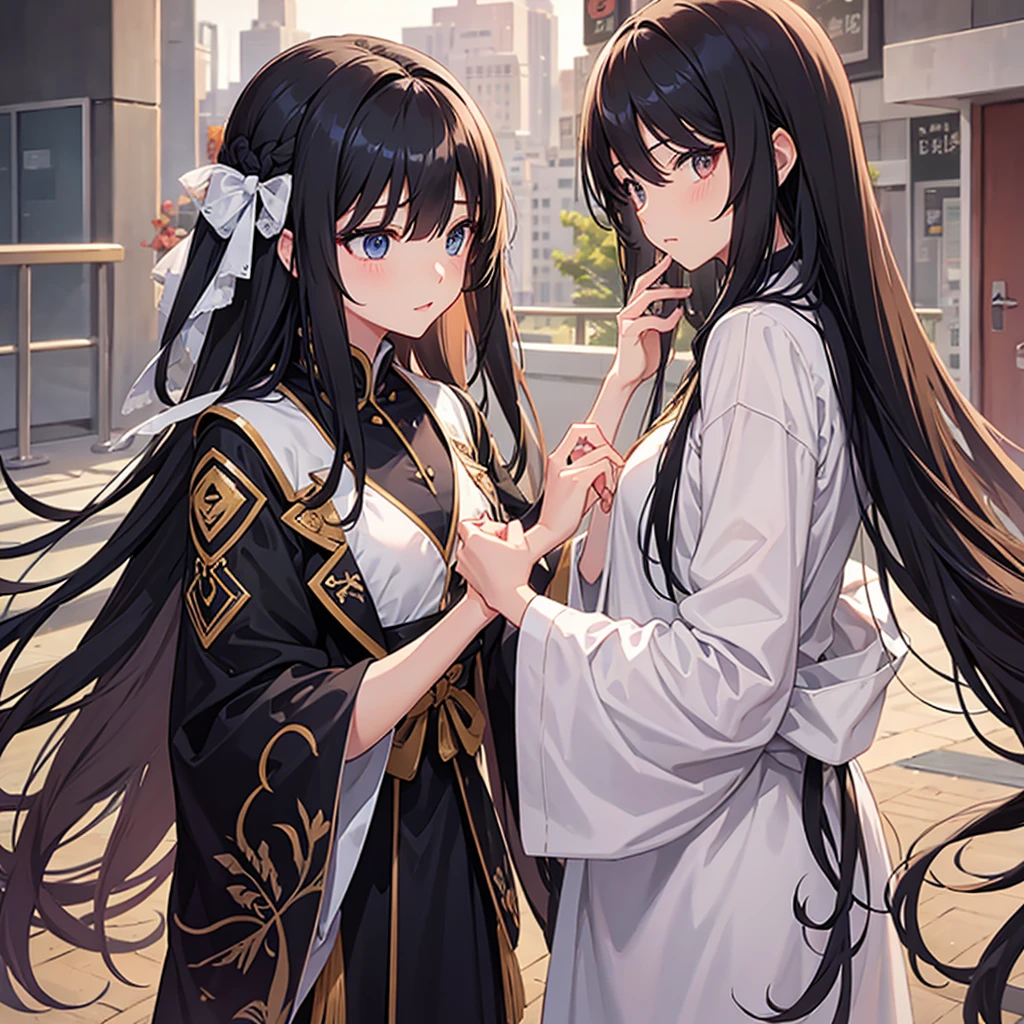 long hair hair between eyes blunt bangs 全身