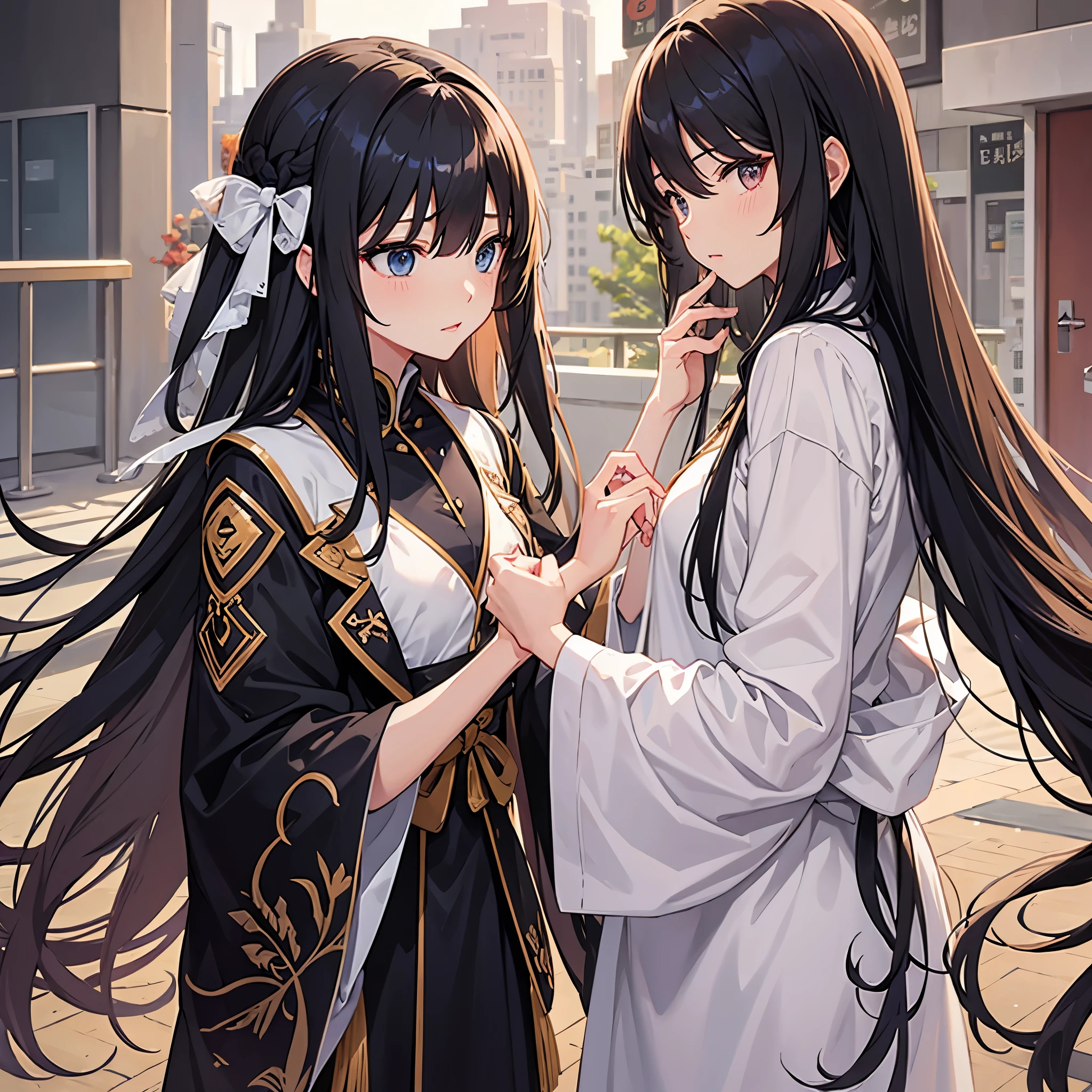 long hair hair between eyes blunt bangs 全身