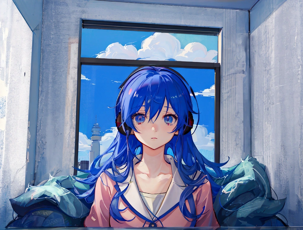 Anime girl wearing headphones looking out the window at the city, Lo-fi Girl, Kaisei and Artgelm, Anime atmosphere, Lofi Artstyle, Anime Style 4k, Anime Aesthetics, Lo-fi feeling, Lofi Art, anime art wallpaper 4k, anime art wallpaper 4k, anime wallpaper 4k, anime wallpaper 4k, An atmosphere of praise,