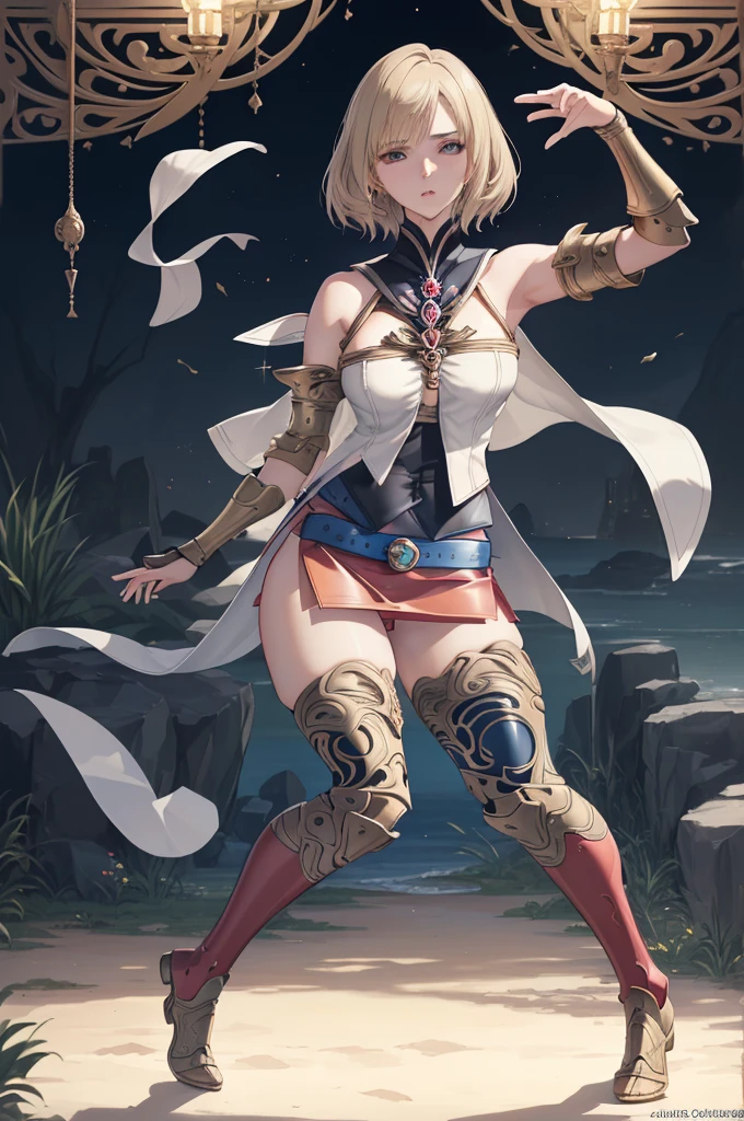 extremely delicate and beautiful, TOLL, Detailed, masterpiece, Ultra Detailed, High resolution,Best Illustration, Best shadow,complicated,sharp focus, high quality, 1 female, Solitary, blond. Red Eyes, Genshin Impact - Kaveh -