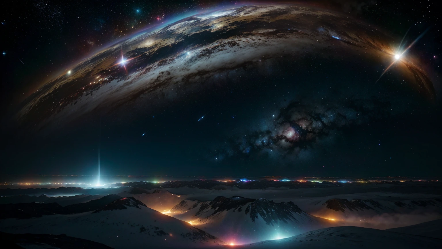 A cosmic landscape showing stars of various stages of life—from vibrant, glowing stars to dimming, dying ones. Include a background of nebulae where gas is being recycled. Some stars should appear to be spreading elements into space, while others are depicted as white dwarfs or neutron stars, locking away their material.