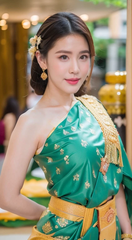 (8k, RAW photo, best quality, masterpiece:1.2), (realistic, photo-realistic:1.37) , 1girl, (carousel, night), miaoxiaoji(secret_tea), detailed face, detailed eyes, black dress(best quality,4k,8k,highres,masterpiece:1.2),ultra-detailed,(realistic,photorealistic,photo-realistic:1.37),Thai traditions costumes,beautiful detailed eyes,beautiful detailed lips,extremely detailed eyes and face,longeyelashes,1girl,traditional dance,elaborate costume design,vibrant colors,ornate headpiece,elegant hand gestures,golden embroidery,elaborate patterns,authentic Thai jewelry,golden belt and accessories,graceful movements,traditional dance poses,bright and colorful background,rich cultural heritage,traditional Thai music,sparkling bracelet,traditional Thai makeup,detailed finger movements,celebration of Thai traditions,vivid colors,artistic interpretation,meticulous attention to detail,traditional Thai hairstyle,traditional Thai fabric/textiles,beautifully handcrafted,traditional Thai dance moves,Thai cultural identity,traditional Thai accessories,expressive facial expressions,traditional Thai dance routine,lively and energetic performance,traditional Thai dance techniques,charming and captivating.