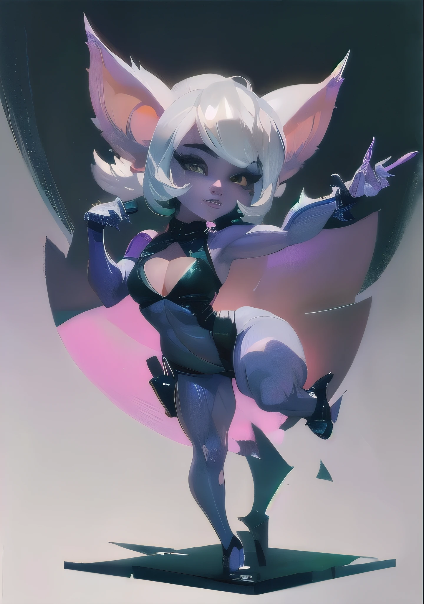 Sexy pose with her characteristic clothes , full body size, full body and shoes, sexy body, detailed body big tits, great figure, ultra detailed, Beauty Model, coquette, Tristana de league of legends