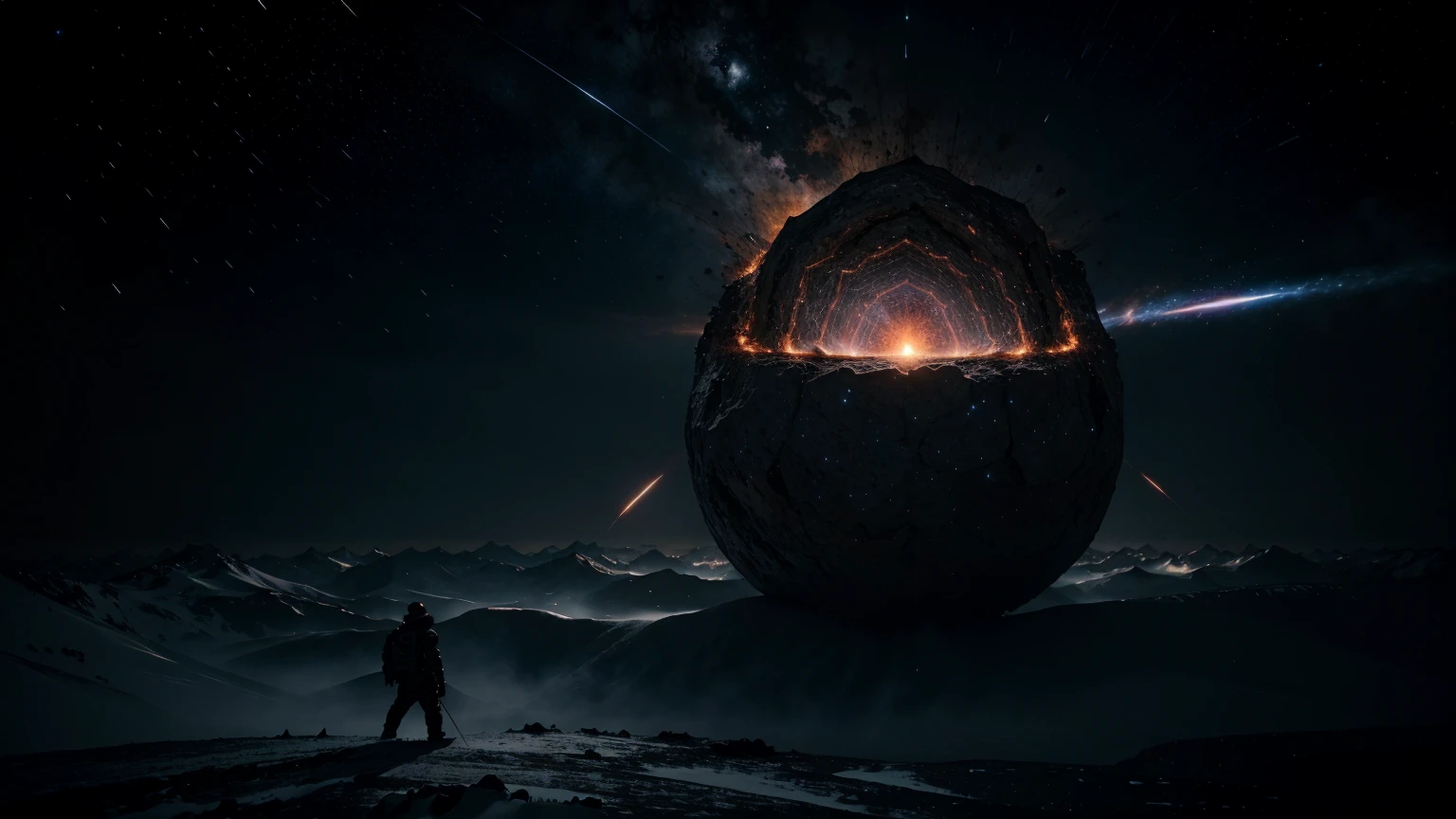 A dramatic depiction of a black dwarf undergoing a supernova. The dark, cold star should be shown collapsing inward and then exploding in a brilliant burst of light, briefly illuminating the surrounding darkness. The scene should capture both the beauty and loneliness of this final event.