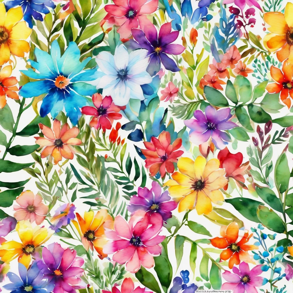 a watercolor painting of Colorful flowers and leaves, Flowers colorful, Colorful w 1024, Floral Pattern, Garden flowers pattern, Gorgeous wallpaper, Colorful 8-w 1024, with Colorful flowers and plants, Plant Rainbow Background, Colorful flowers, Fun and vibrant watercolors, Flower Wallpaper, Colorful flowers, magical Colorful flowers, Colorful