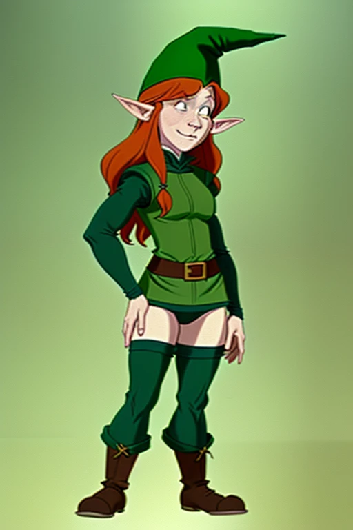 a redhead cartoon character dressed in a green outfit, diaper, very muscular, young half elf wizard, a young male wizard, half-elf time wizard, granny weatherwax, 1980s cartoon, animated episode still, norman rockwel, witch academia, portrait of a young elf wizard, tiny evil alchemist gnome, presto, (((mad))) elf princess, gadget hackwrench