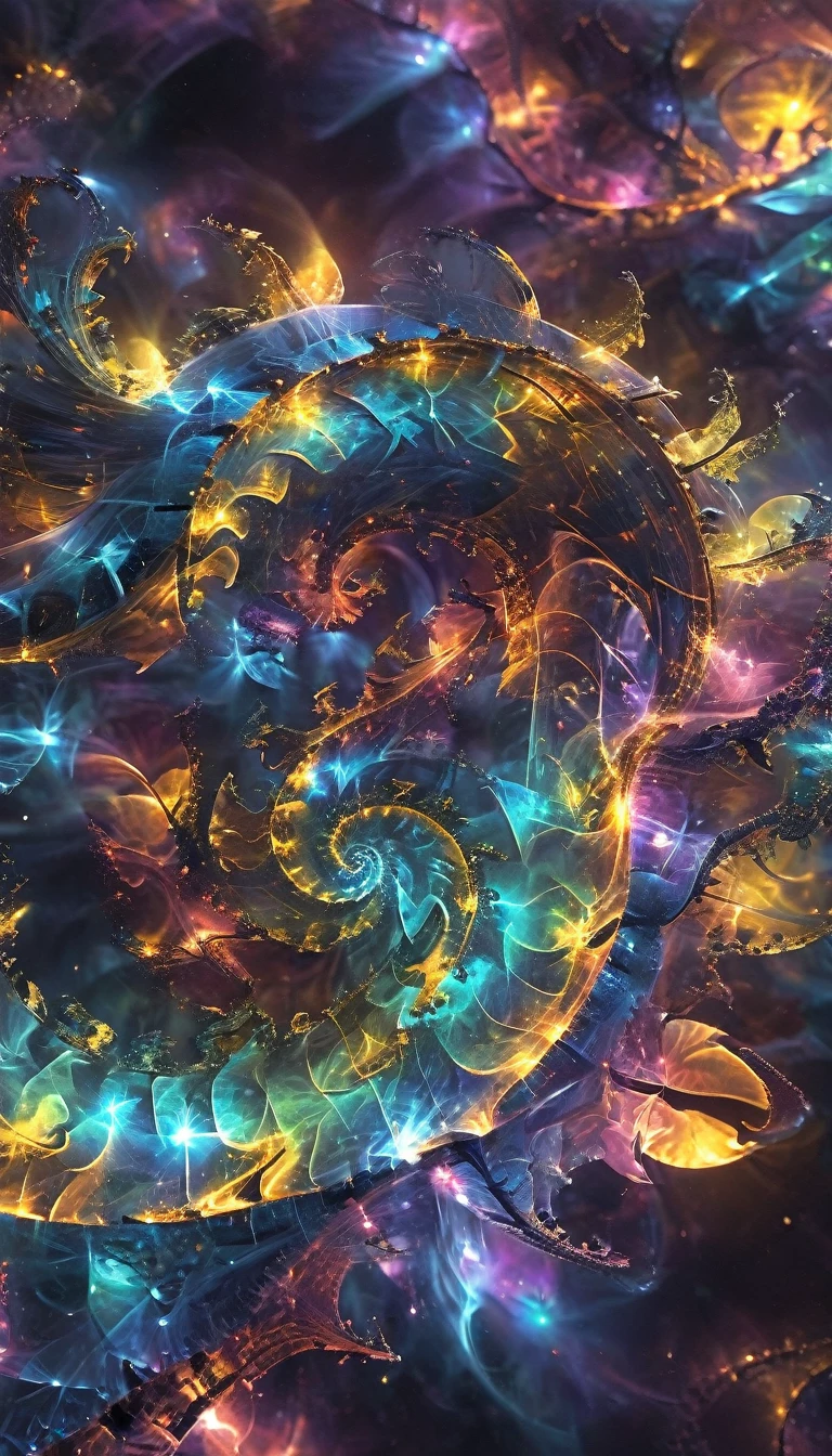 , fractal，Shine，dragon，Dragon、beautiful、Glittering, Veera, Extremely small light-emitting quantum dots, Extraterrestrial、Ghost、ghost