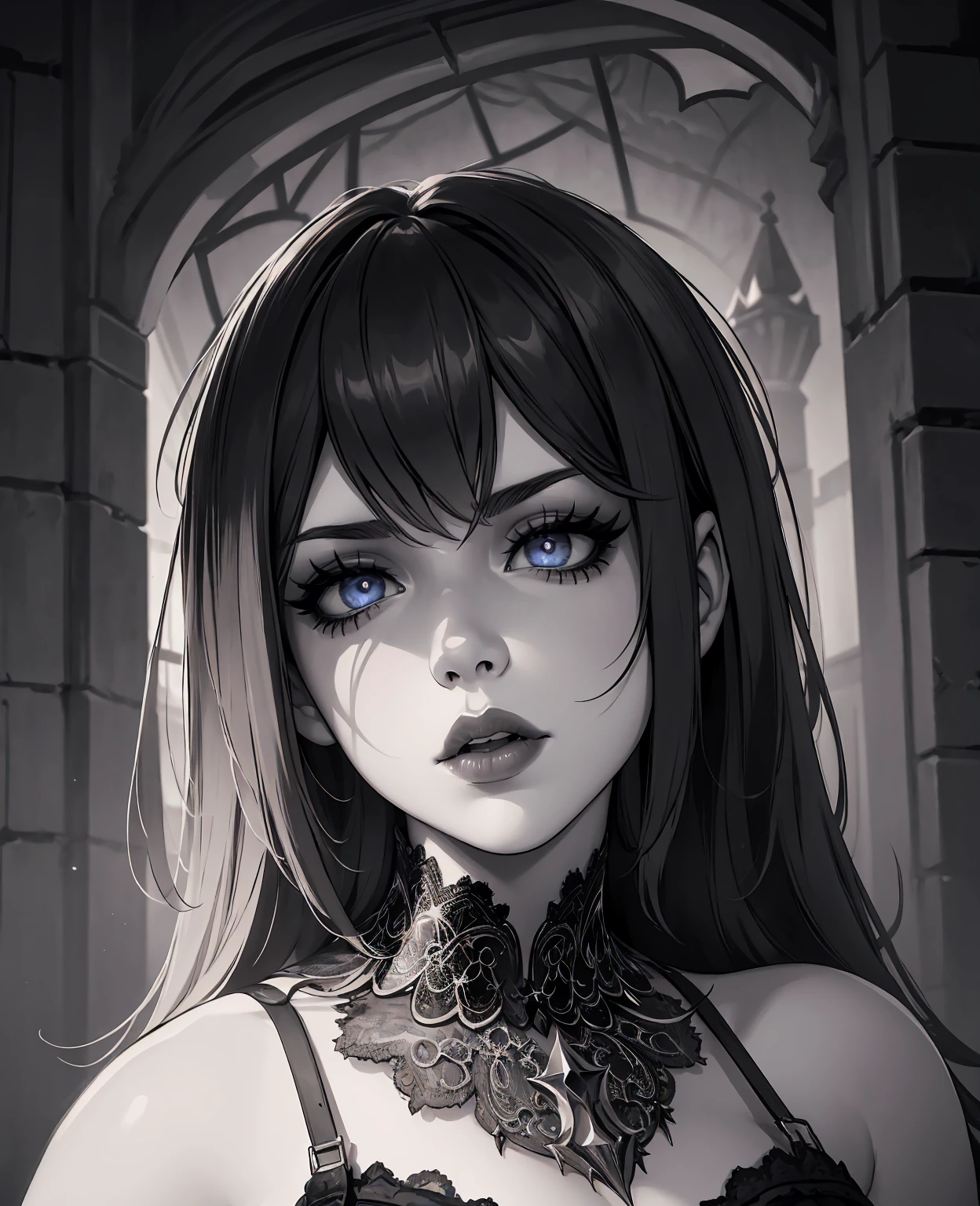 Jennette mccurdy as slam, dark fantasy, 1girl, beautiful detailed eyes, beautiful detailed lips, extremely detailed face, long eyelashes, dark fantasy portrait, dramatic lighting, moody atmosphere, cinematic, chiaroscuro lighting, dramatic shadows, mysterious, dark magic, smoky, gothic, occult, spiritual, ethereal, surreal