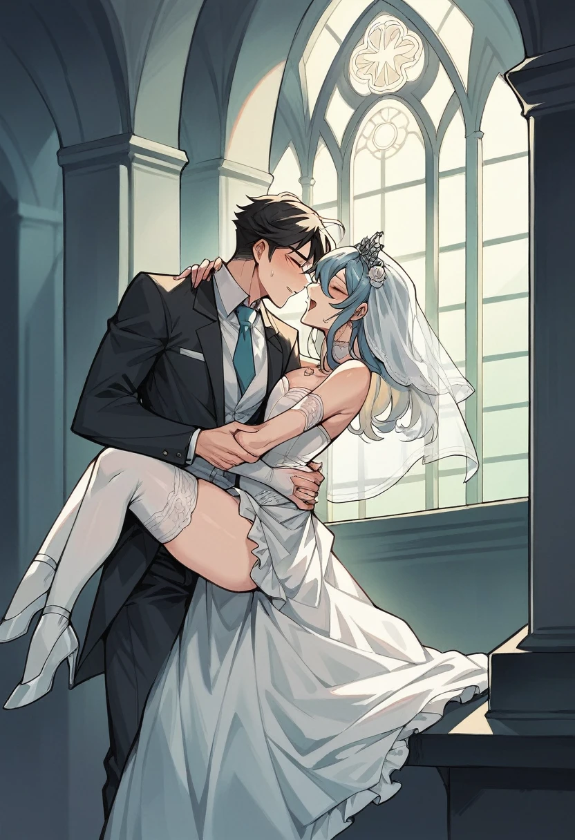 a father (he had been brainwashing by his second son,crossdressing,Sex with his second son every day, wear sexy Wedding lingerie,bride of his second son,have one's first night,,swear live as the wife of his second son for life) ,an empty abandoned church