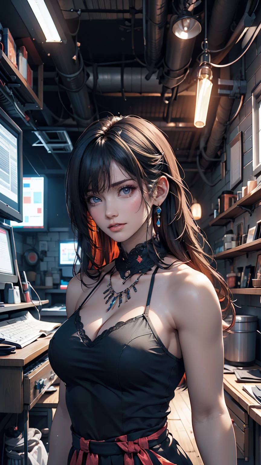 cute character, Ultra detailed, Perfect view, mysterious, Glow, Product photography, rendering by octane, 8K is super refined, Perfect view, mysterious, glowing green, Product photography, rendering by octane, 8K，Beautiful teenage girl，exposing her chest，It's tempting to dress at，NSFW