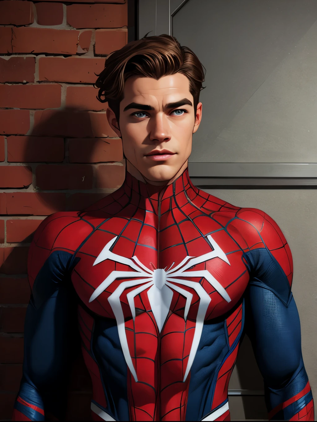 Brenton Thwaites as Spider-Man , realistic character style , realistic art , Spider-Man suit