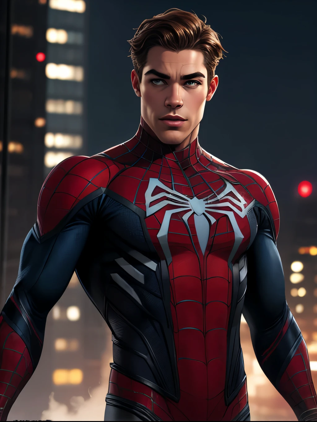 Brenton Thwaites as Spider-Man , realistic character style , realistic art , Spider-Man suit