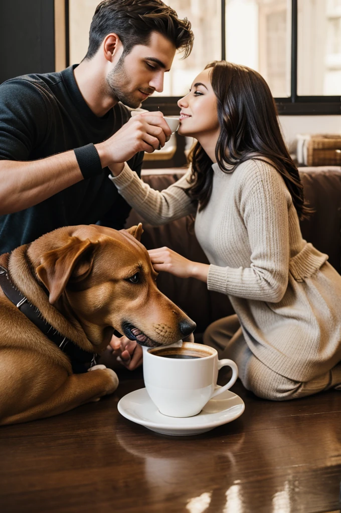 Create a romance book cover related to coffee and dogs