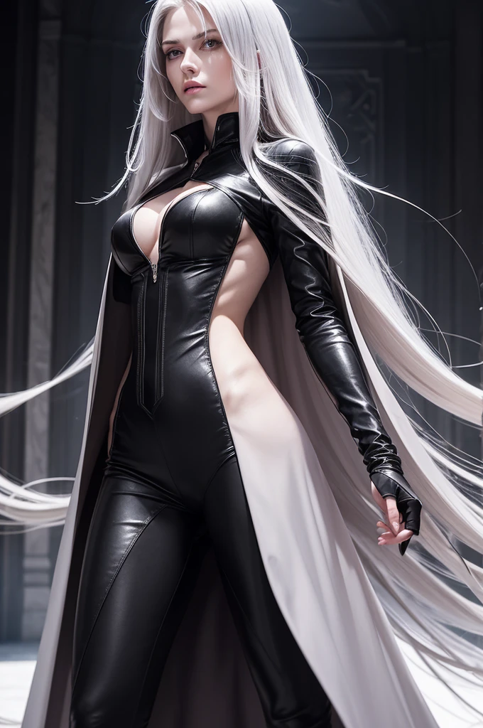 Nero is tall, slender and has well-defined muscles. Her amber eyes have a hypnotic pink gradient.. Her hair is long and silver, falling in soft waves that contrast with her pale skin. He wears elegant and functional clothes in dark tones, usually complemented by a long coat that sways with its graceful and predatory movements. Its appearance is striking and mysterious, exuding an imposing and dangerous presence. he is man