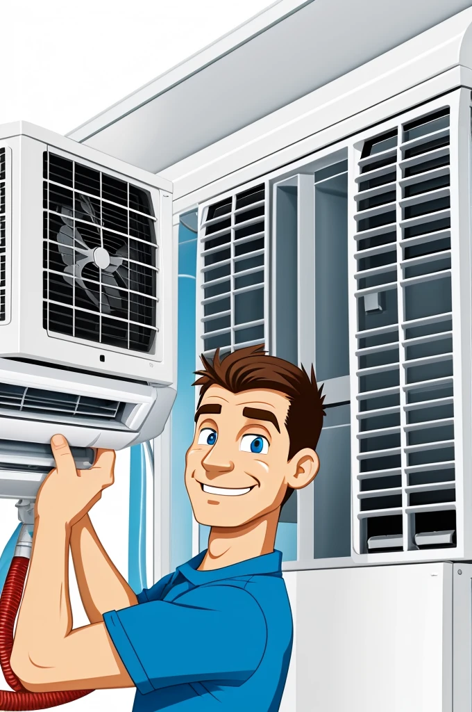 Air conditioning technician cartoon style