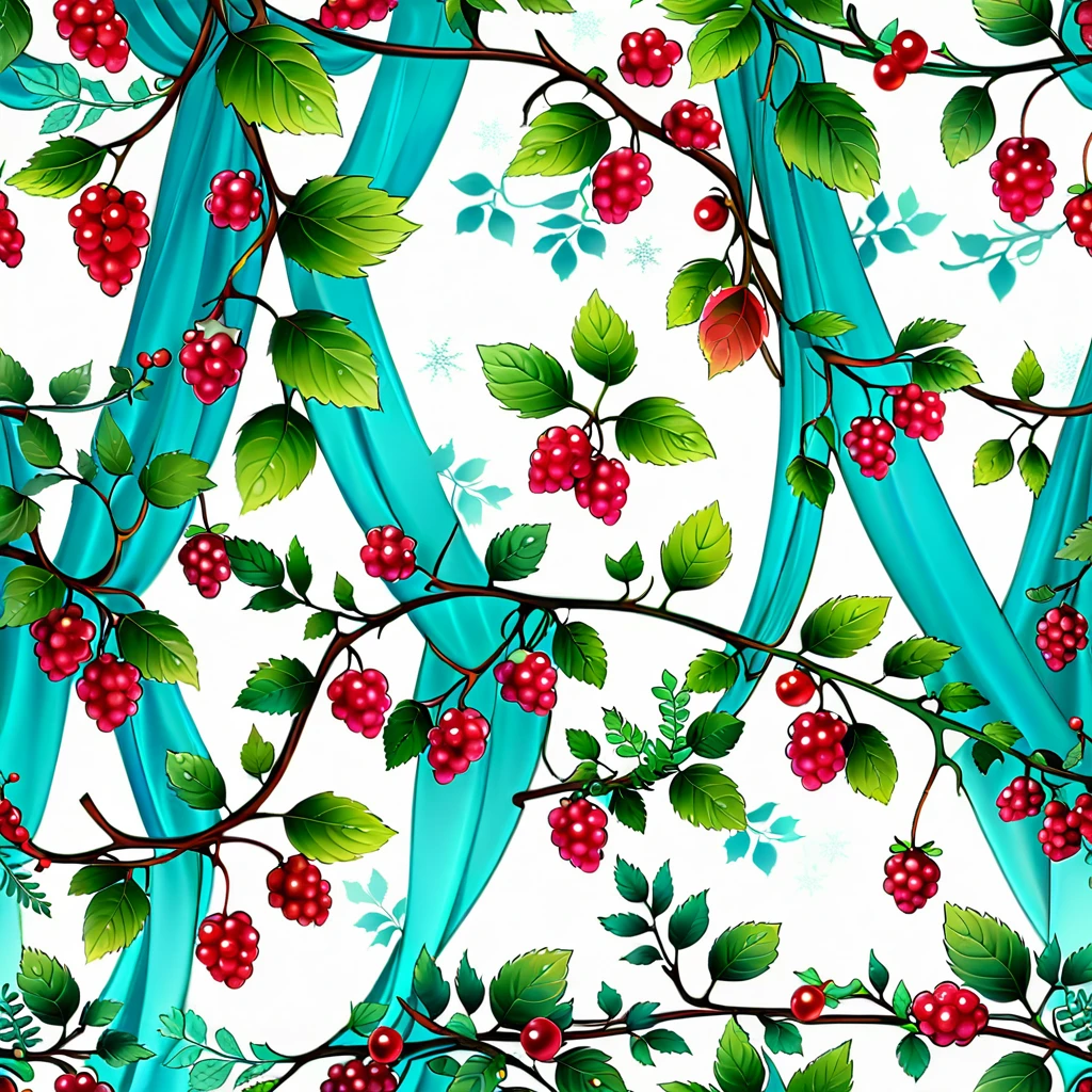 Seamless pattern with leaves and berries on white background, Plant Pattern, 1024x1024, Plant leaves, Floral Pattern, Winter blue curtains, holiday, Mint pattern, Cyan paper, “berries, grapevine. Tiffany Blue, Plant Background, Turquoise pink and green, Exquisite pattern, Subtle Pattern, joy, branches and foliage