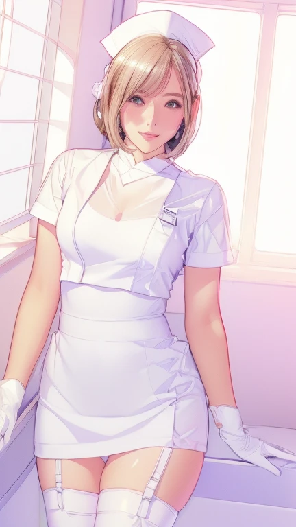 arafed woman in a White Uniform posing for a picture, Smooth white tight clothing suit, Anime Girl Cosplay, Dressed in white, white silk costume, smooth Translucent white skin, White Uniform, Gorgeous maid, Anime Cosplay, Kotegawa Yui, Glowing White Skin, Tight-fitting nurse costume, Japanese Goddess, Translucent white skin, Ayaka Cosplay