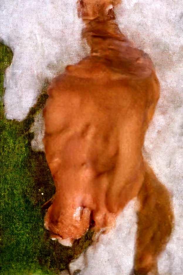 Half-naked 23 year old handsome man taking a shower in a small transparent white speedo with his hands on his head wet athletic body big buttocks big legs in a bathroom with tiles and smoke hot water high quality realism big dick
