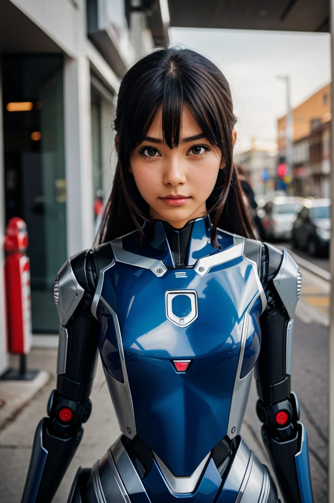 Robot girl seeing in camera