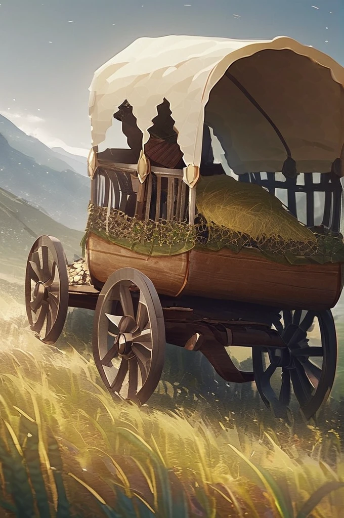 Drawing of the Invention: Illustrate a Sumerian wagon with wheels, pulled by oxen, traveling along a dusty road. The wheels should be prominent, showcasing the innovation.]


**Background:**
Use warm, earthy tones to depict the Sumerian landscape, with the wagon highlighted in vibrant colors. Add artistic details like dust clouds behind the moving wagon and a bright sun in the sky to evoke a sense of movement and progress.