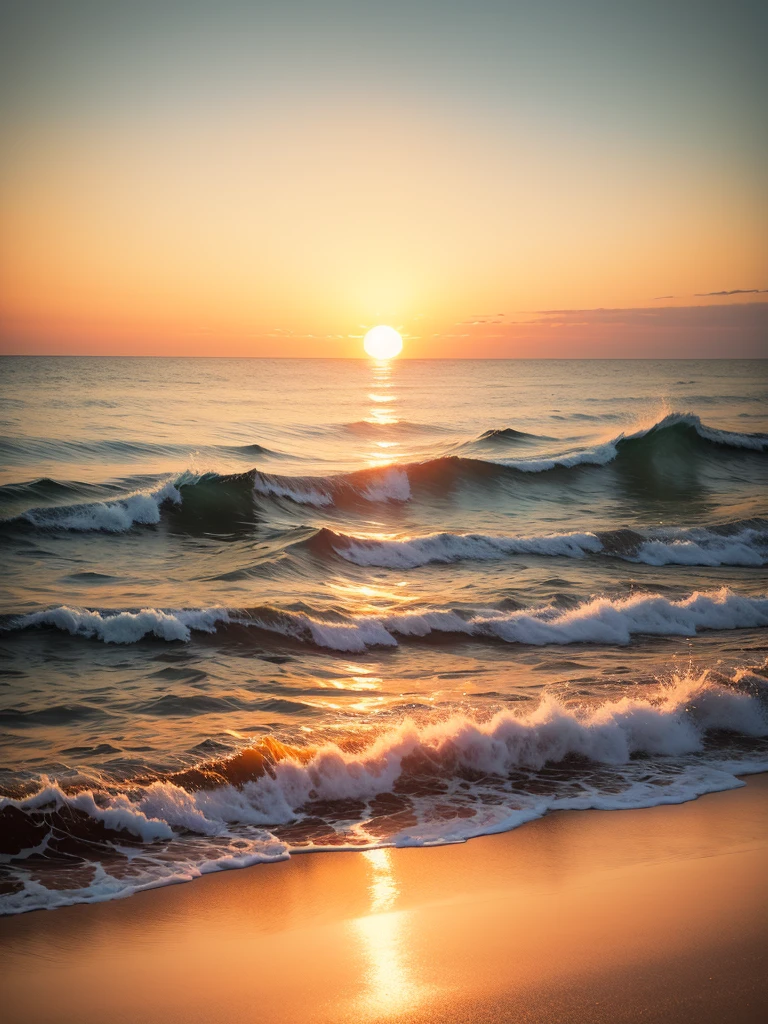 summer，the sea，Skysky，（the sunset），Single orange-yellow tone，high saturated，Low brightness，film stock photograph，professional photoshooting，wide wide shot，high-angle view，High- sharpness,