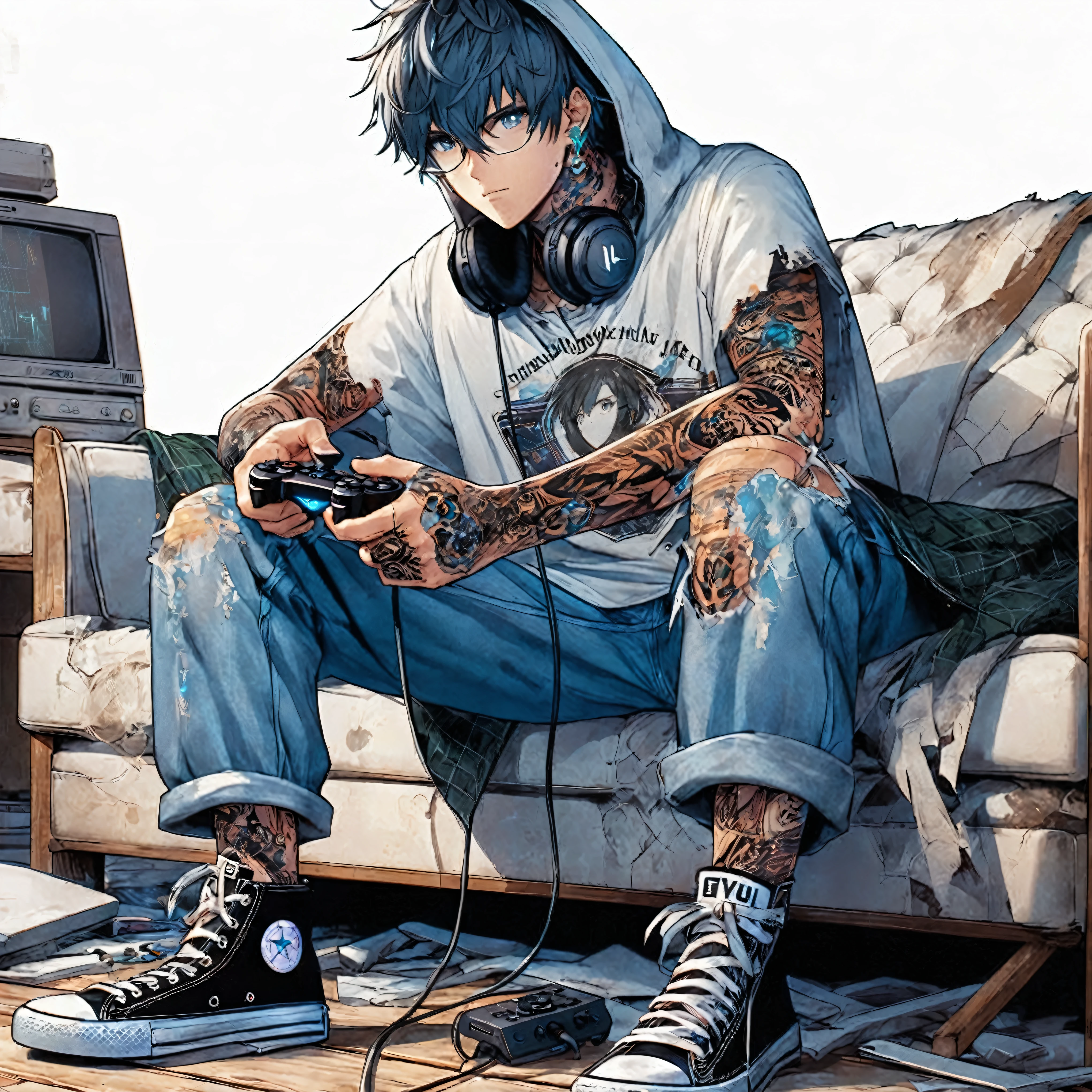 anime guy sitting on a couch with a video game controller, 4 k manga wallpaper, anime boy, anime style 4 k, 2 d anime style, anime art wallpaper 4 k, anime art wallpaper 4k, high quality anime artstyle, anime art wallpaper 8 k, badass anime 8 k, anime wallpaper 4k, anime wallpaper 4 k, 4k anime wallpaper