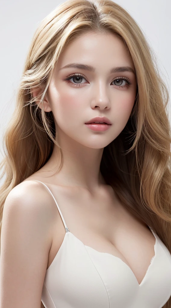 (8K,Highest quality,masterpiece,Realistic,Ultra-high resolution),One adult woman,Beautiful body,(Beautiful Face:1.2),long hair,(Straight Hair:1.4),(Blonde Hair),(Golden ratio of the face:1.3),(Deeply carved face:1.2),,nice smile,Beautiful nose,High nose,A beautiful woman,Beautiful model,Sweaty body,Real Photo,An inviting gaze,,glossy,(naked:1.2)On the bed,Beautiful body,Beautiful nipples,Sitting cross-legged