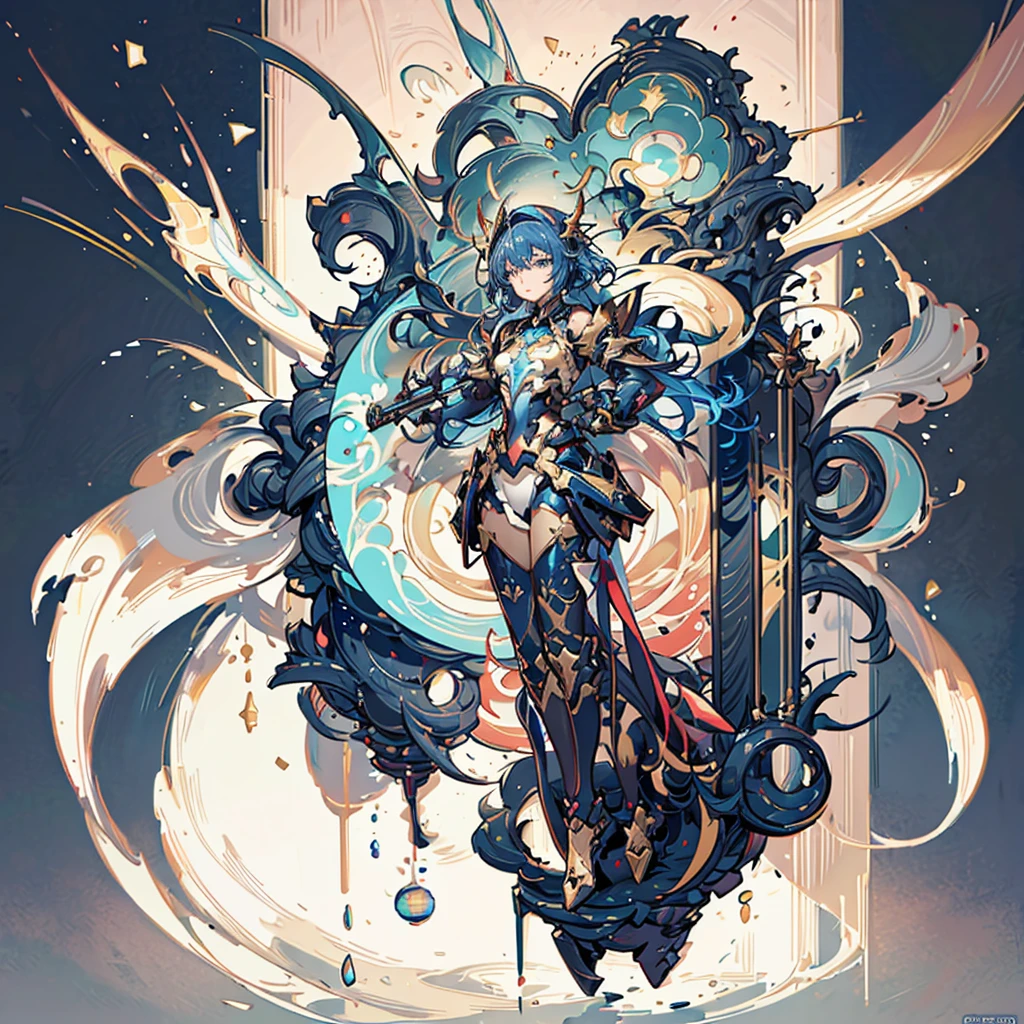 "((รายละเอียดผลงานชิ้นเอก)), ((ผลงานชิ้นเอก)),A 100TBD 100TBM UHD+ image in a realistic style, combining fantasy and futuristic elements. The scene is a live-action, sci-fi fantasy set in a cosmic war with the perfect combat unit. The A-Mecha Musume features a young girl wearing a hybrid nano-tech futuristic mechanical suit in the Night Sky YOZORA Style. The robot combat suit is designed to be worn on the body, equipped with a pilot system, AI, and cutting-edge high-tech technology, including wings and booster jets on the back. Beam guns of destruction are mounted on both shoulders, and small floating beam objects shaped like roses with miniature laser barrels hover around her. Four interconnected golden star rings float above her head. She wields a laser katana. The design and colors are in soft pastel tones, combining coolness, elegance, and strength with a complex and modern structure. The scene is surrounded by a cosmic smoke aura, pushing the boundaries of fantasy. The character is breathtakingly beautiful, magnificent, and endlessly stunning, surpassing all limits of grandeur and beauty."