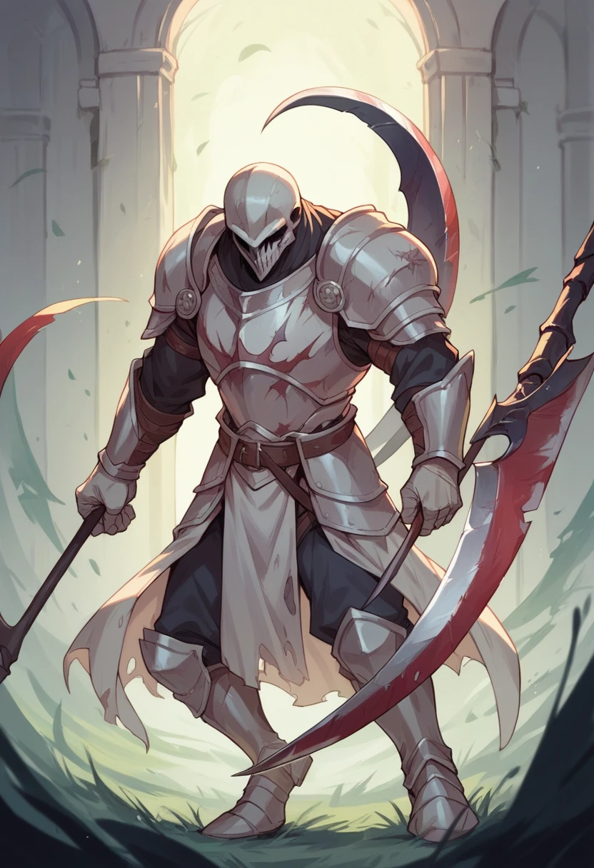 death with white armor and scythe 