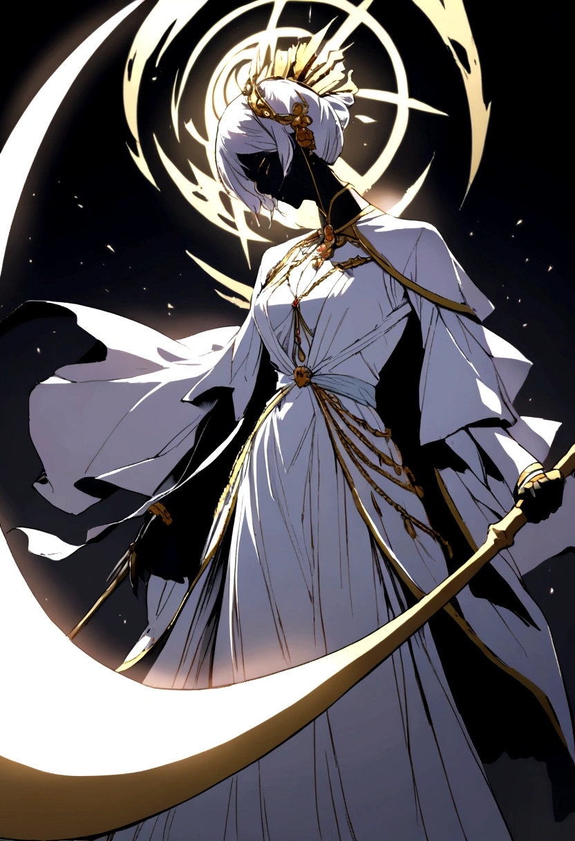 death with white clothes and scythe