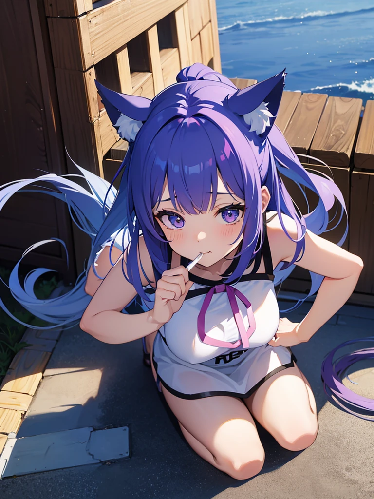 Sexy anime girl with colorful eyes and hair and , showing her boobs, wet pantis and masterbateing furry girl