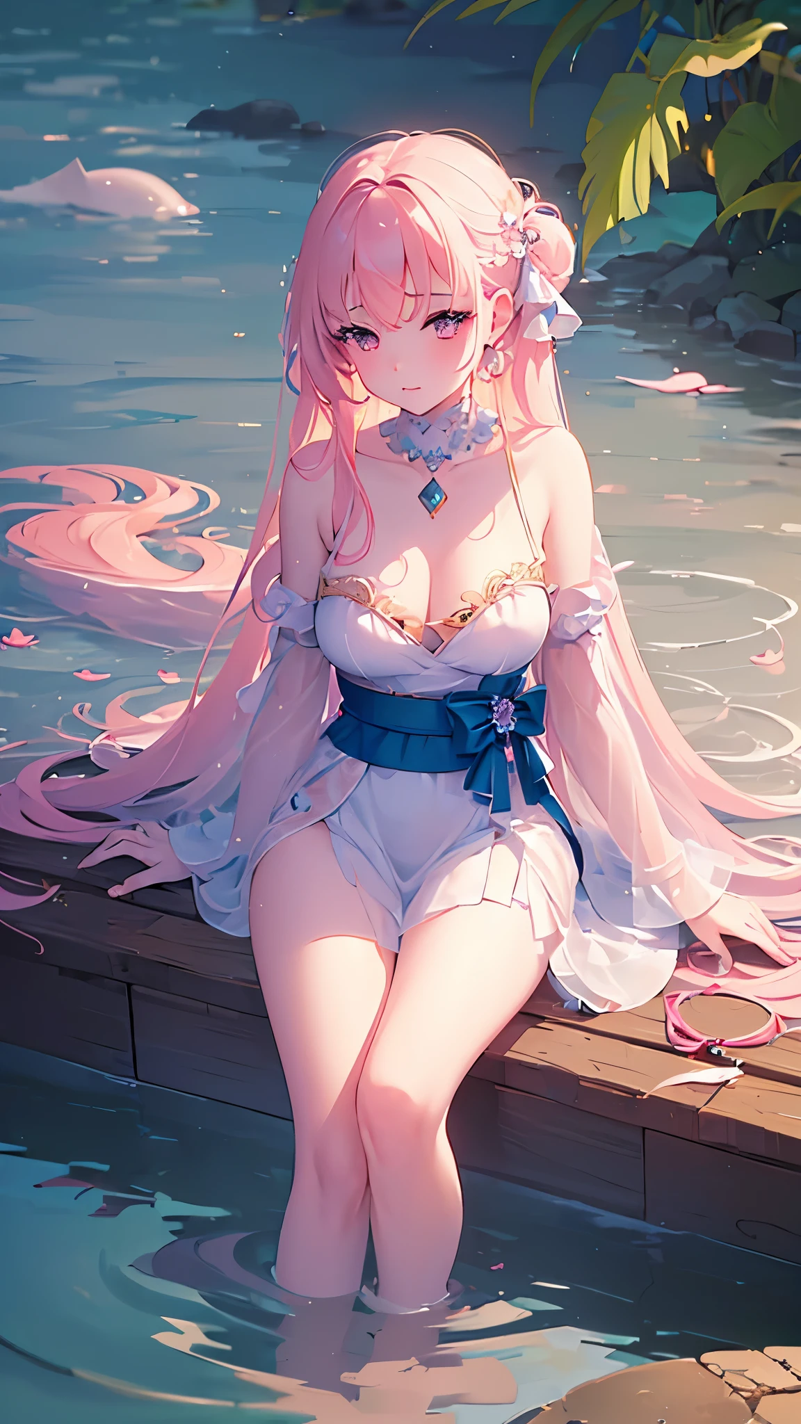 Name: Sakurawa Shiori
Element: AQUASCEND
Description: The Serene Maiden, bearer of the Aquatic Heart. An enigmatic age mermaid with the grace and patience finite as ocean tides. Hailing from the altered tidepool realm, her melodic voice features tiered complicity of true ancient whales cooing tranquility mellowing seas.
Prompt: ((((Evoke essence, High-def exquisiteness, ultrahigh resolution)))), 1girl, toes touching water, sitting crossed legposcreated, ((pink and white skin:1, scaled))), long flowing orange hair keeping strands from ultra squinted reflective pink eyes, skin-dripping dancing scales, singular red printed sash, pink kaede leaf earrings fishermen tied, stare wistfully at simile of far------pect union with once_severed tail, midlong waist, surroundings half landscapes rivers ripple gradually appearing earliest dawn, air maximum tranquill merely-calmed deep,