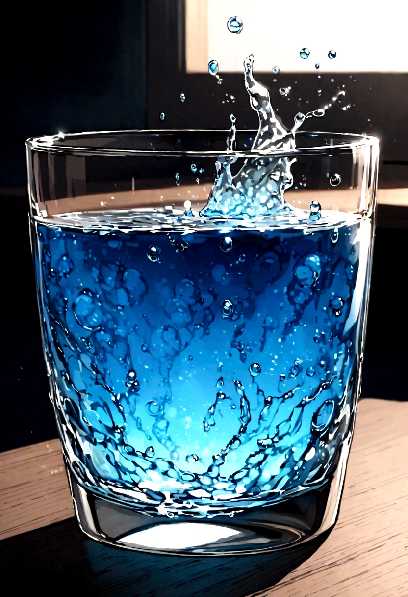 Carbonated water　transparent　On the desk　transparent感　It&#39;s in a simple cup　Contains carbon dioxide bubbles